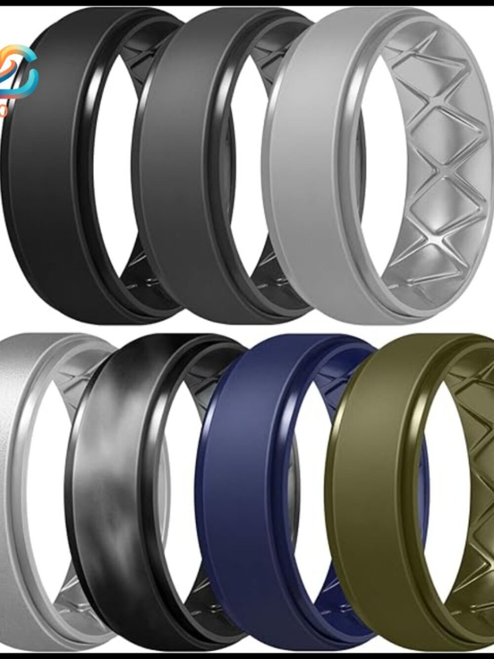 Silicone Wedding Band Size 7, 8.5mm Wide Ergonomic Gym Ring Hypoallergenic